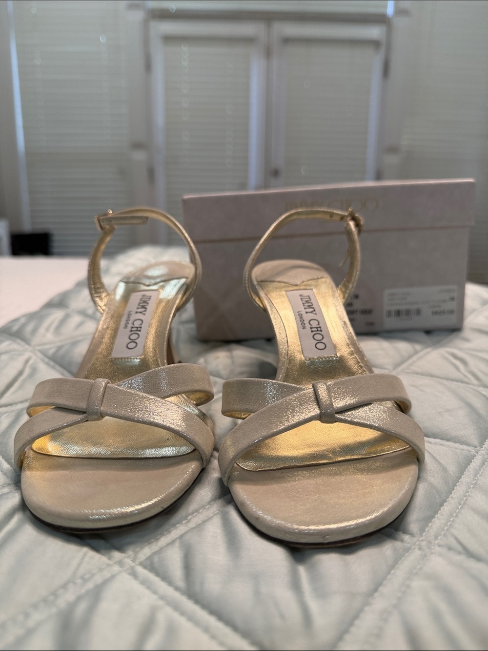 Jimmy Choo Gold Metallic Strappy Heeled Sandals